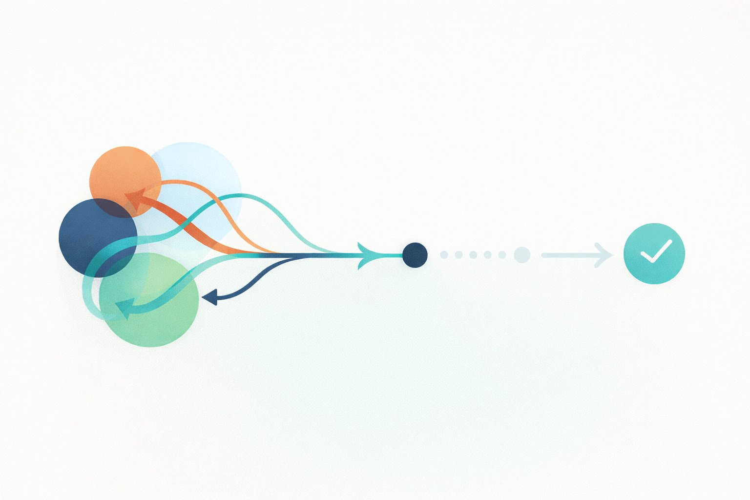 Múltiples caminos convergiendo hacia un destino verificado